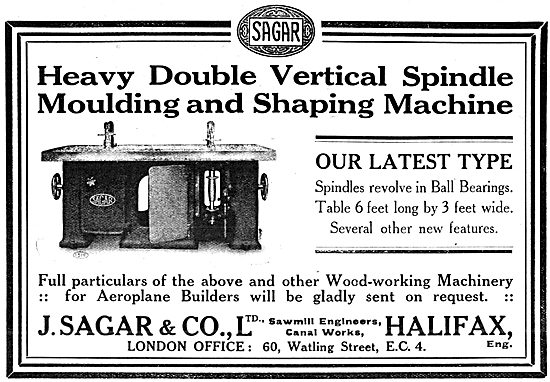 Sagar Vertical Spindle Moulding & Shaping Machine 1917 Advert    