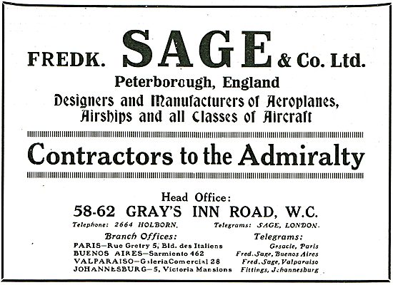 Sage & Co Designers Of Aeroplanes & Airships                     