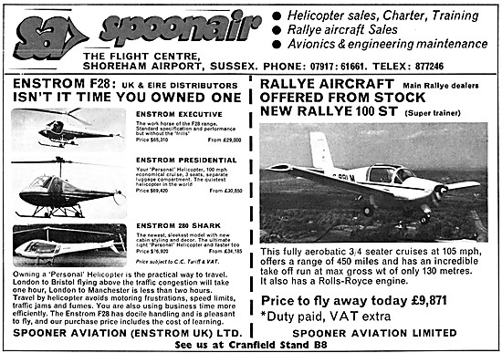 Spooner Aviation. Enstrom Helicopter Distributors                