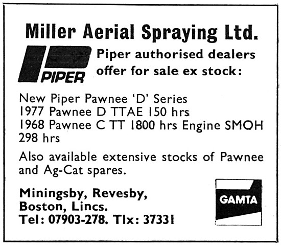 Miller Aerial Spraying. Crop Spraying Aircraft Sales             