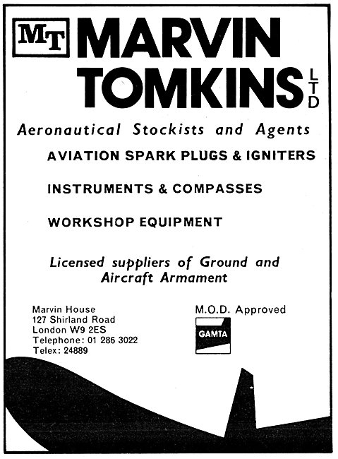 Marvin Tomkins Aeronautical Parts Stockists                      