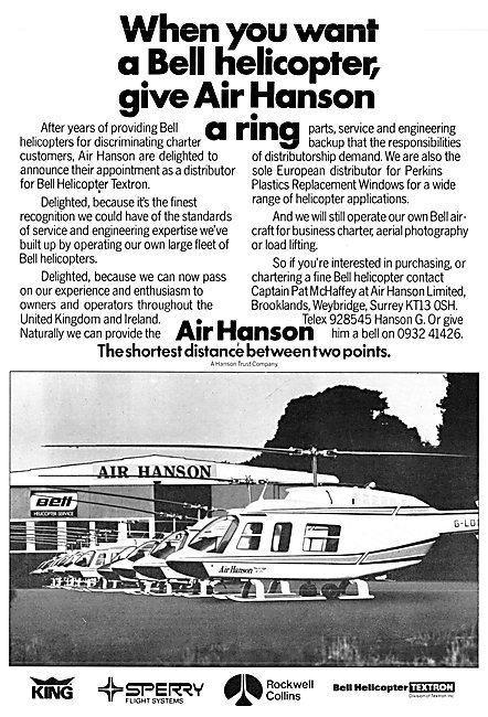 Air Hanson Helicopter Sales, Service & Charter 1983              