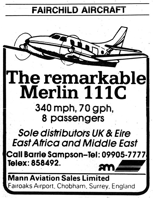 Mann Aviation Sales. Fairchild Merlin IIIC                       