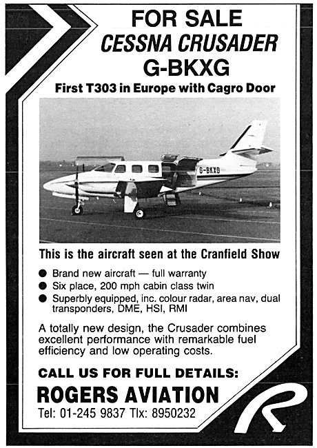 Rogers Aviation. Cessna Sales. Cessna Crusader G-BKXG            