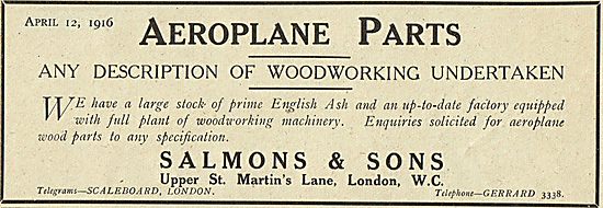 Salmons & Sons. Aeroplane Woodworking Contractors                