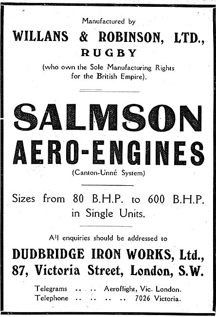 Willans & Robinson Ltd Rugby - Salmson Aero Engines              