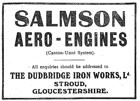 Salmson Aero Engines. Dudbridge Iron Works Stroud, Glos          