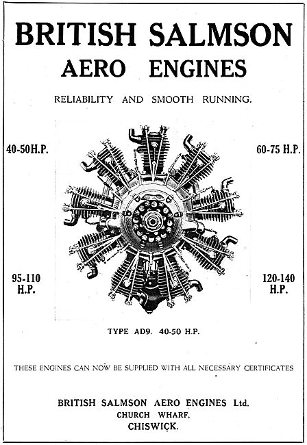 Salmson Type AD9 40-50 HP Aero Engine                            