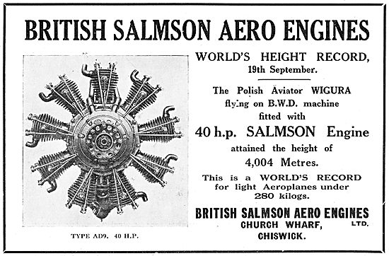 British Salmson 40 HP Aero Engine Holds World Height Record      