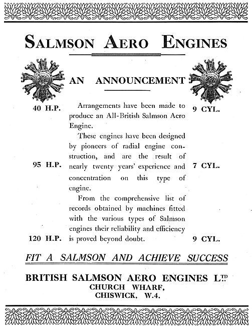 British Salmson Aero Engines - 40 To 120 HP Types                