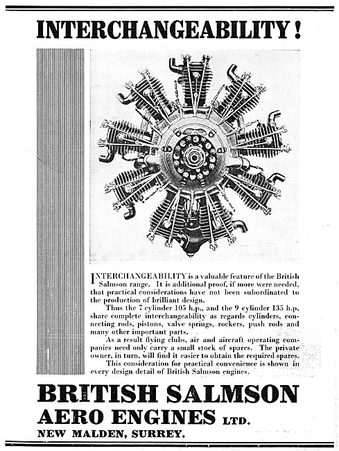 British Salmson Radial Aero Engines 1930                         