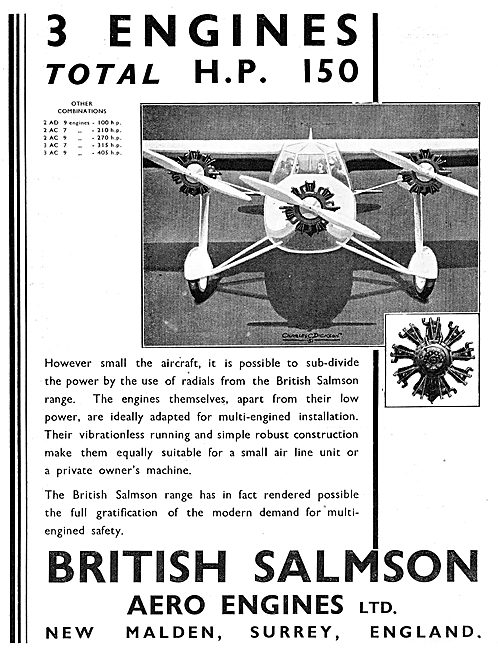 British Salmson Aero Engines For Multi Engine Installations      