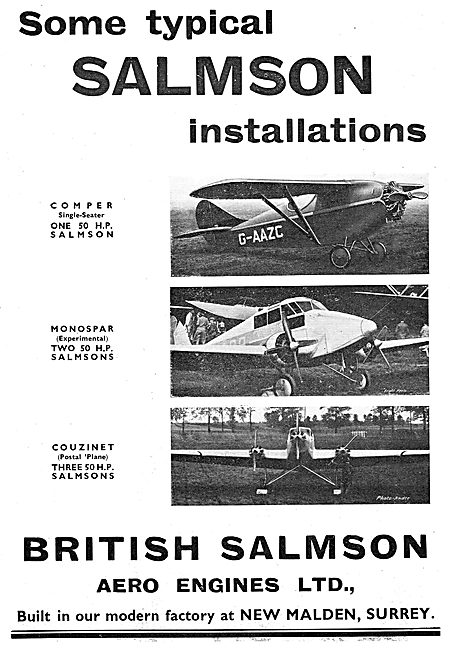 British Salmson  Aero Engines - Typical Installations            