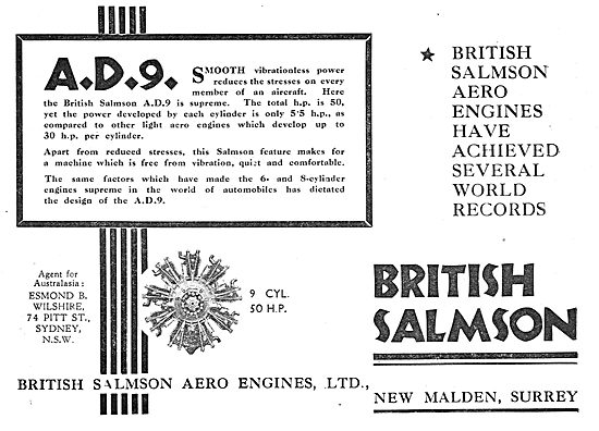 British Salmson AD9 Aero Engine - 9 Cylinder 50HP                
