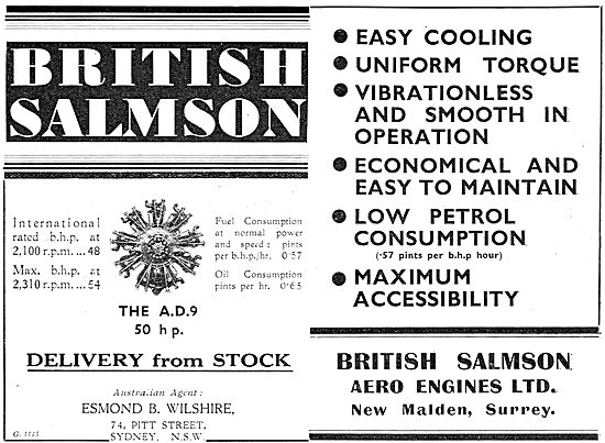 British Salmson AD9 Aero Engine                                  