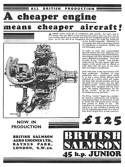 British Salmson Cheaper Flying                                   
