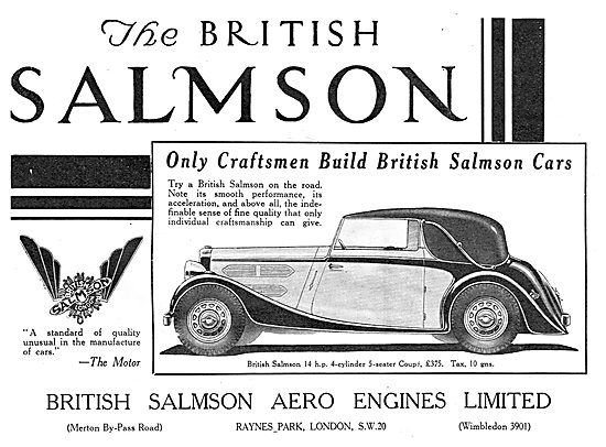 British Salmson Motor Cars &  Aero Engines                       