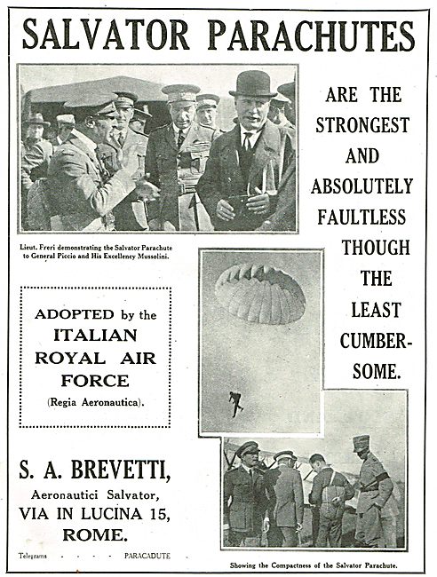 Salvator Parachutes Adopted By The Regia Aeronautica             