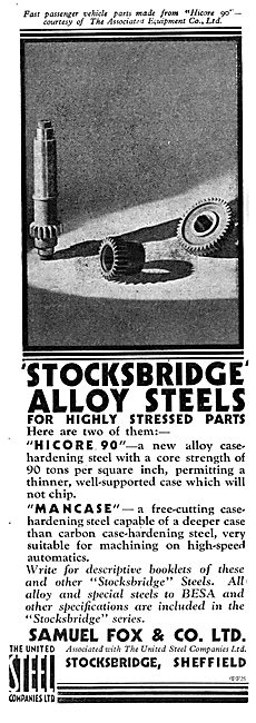 Samuel Fox Stocksbridge Alloy Steels. Hicore 90  Mancase         