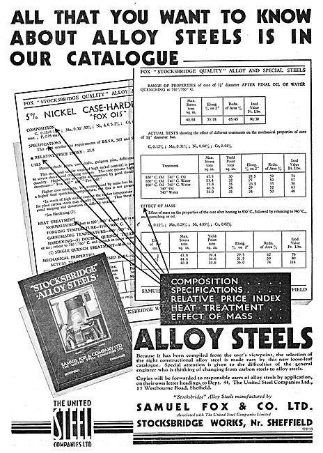 Samuel Fox Alloy Steels For Aircraft                             