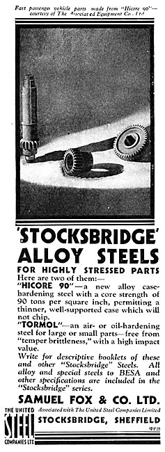Samuel Fox  Stocksbrideg Alloy Steels. Hicore 90 - Tormol        