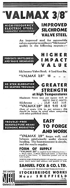 Samuel Fox Valmax 3/8 : Silchrome Valve Steel                    