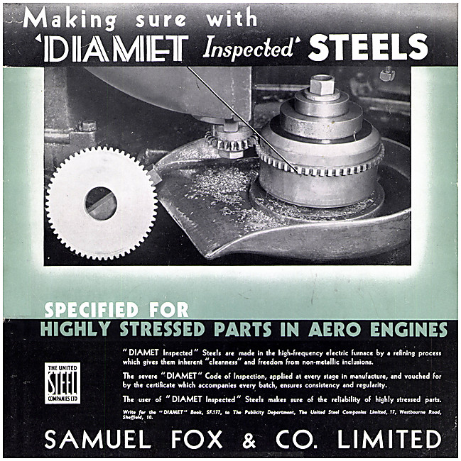 Samuel Fox Diamet Steels Specified For High Stress Parts         