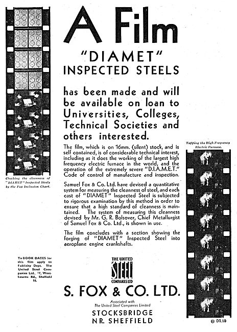 Samuel Fox 'A 'Film Diamet Inspected Steels                      