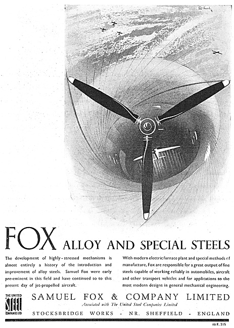 Samuel Fox Alloy & Special Steels 1947 Advert                    