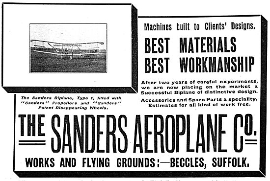 Sanders Aeroplanes - Sanders Biplane Type 1                      