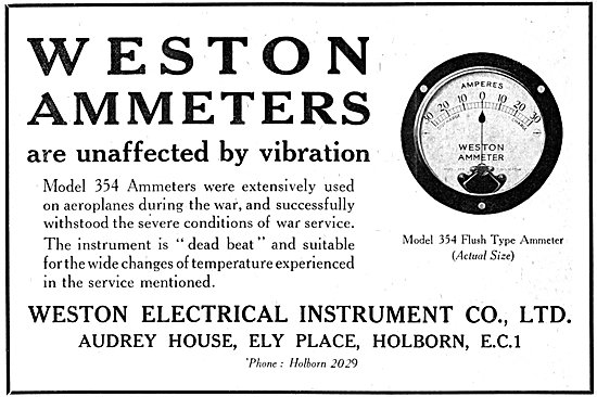 Weston Electrical Instruments Weston 354 Flush Type Ammeter 1921 