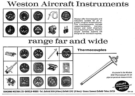 Sangamo Weston. Weston Aircraft Instruments - Thermocouples      