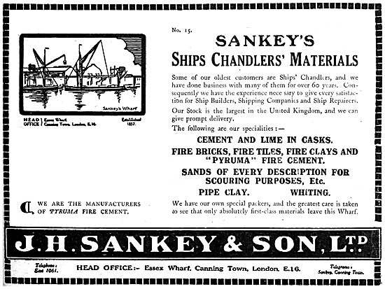 J.H.Sankey Builders Merchants 1920 Advert                        