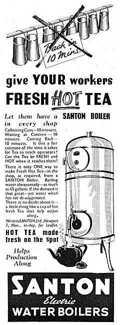 Santon Water Boilers For Canteens 1943                           