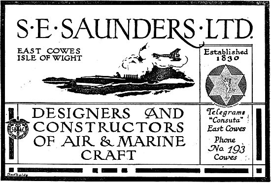 S.E. Saunders. Est 1830  - Designers & Constructors Of  Aircraft 