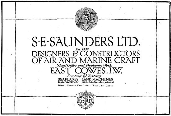 S.E. Saunders  - Designers & Constructors Of  Aircraft           