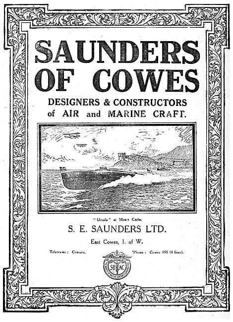 S.E. Saunders  - Constructors Of  Aircraft & Marine Craft        