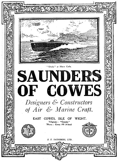 S.E. Saunders Aircraft & Mrine Craft - Cowes I.O.W.              