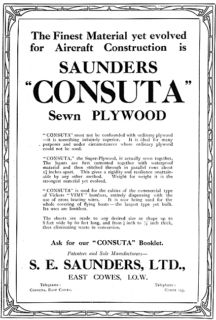 S.E.Saunders Consuta Sewn Plywood 1920                           