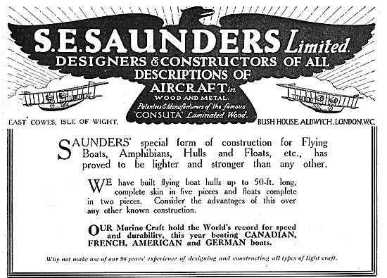 S.E. Saunders  - Designers & Constructors Of  Aircraft           