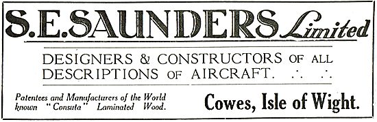 S.E.Saunders -Designers & Constructors Of  All Types Of  Aircraft