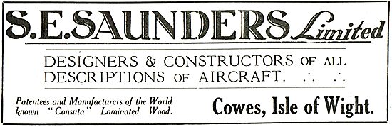 S.E.Saunders -Designers & Constructors Of  All Types Of  Aircraft