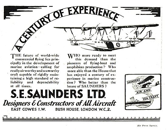 S.E. Saunders  - Pioneers Of Flying Boat & Amphibian Production  