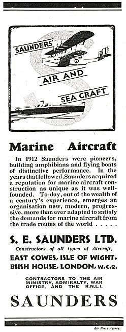 S.E. Saunders  - Pioneers In Marine Aircraft Construction        