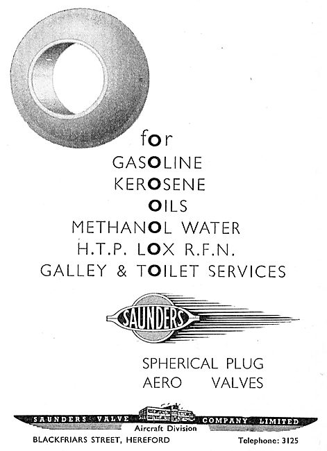 Saunders Aero Valves For Gasoline, Kerosene, Oils, HTP & LOX     