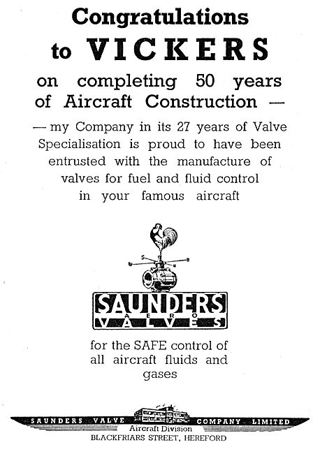 Saunders Valve Congratulates Vickers On Their Golden Jubilee     