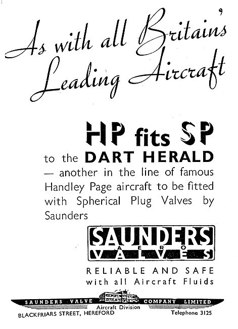 Saunders Spherical Plug Valves For The Handley Page Dart Herald  