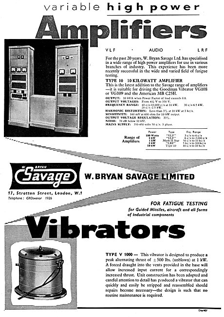 Savage Vibration Test Equipment - Vibrators & Amplifiers         