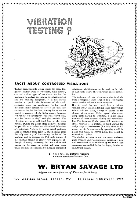 W.Bryan Savage Vibration Test Equipment 1958                     