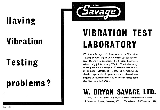 Bryan Savage Vibration Test Laboratory 1959                      